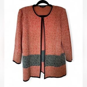 Misook Women's Coral and Black Patterned Blazer